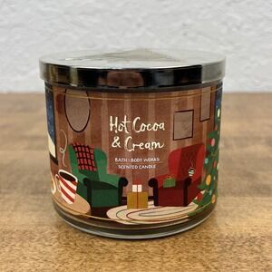 Bath & Body Works HOT COCOA & CREAM Large Scented 3 Wick Candle 14.5 oz